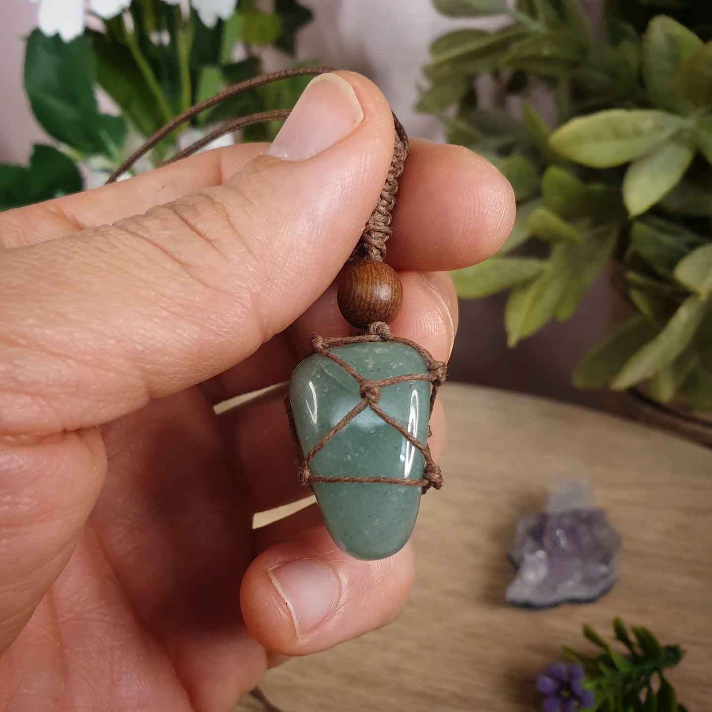 Green Aventurine Macrame (hand03)