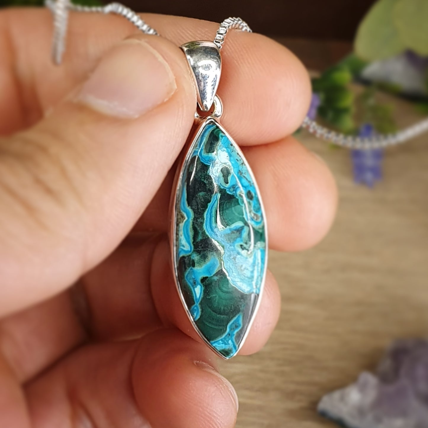 Malachite in Chrysocolla Pendant (MX242)
