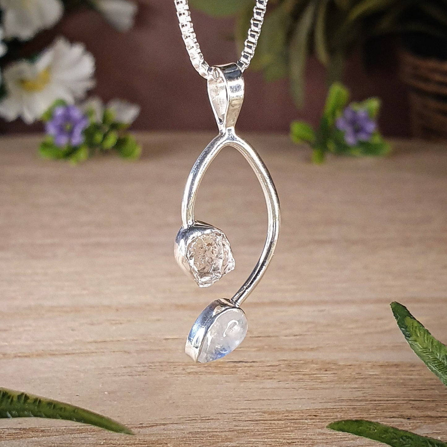 Herkimer Diamond, Moonstone Pendant (mx598)