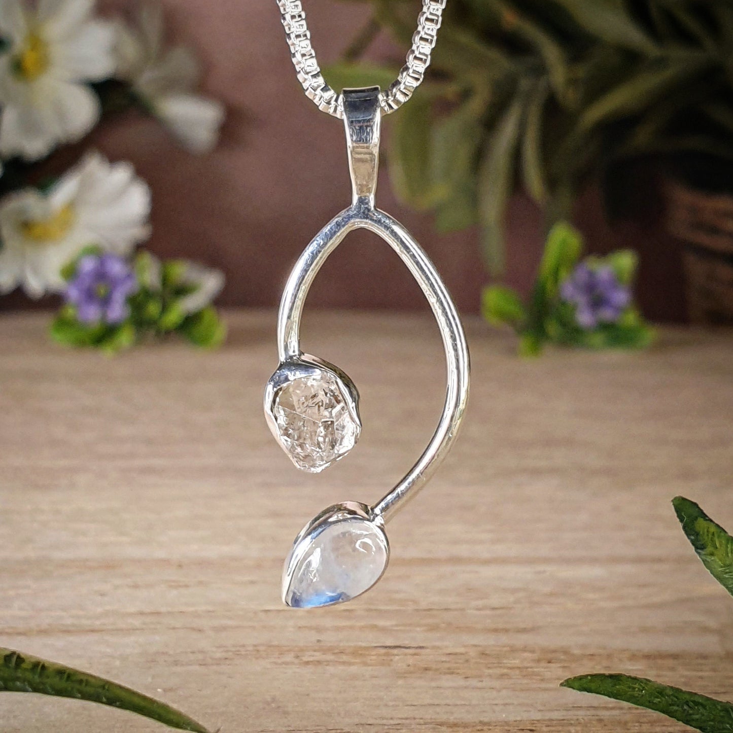 Herkimer Diamond, Moonstone Pendant (mx598)