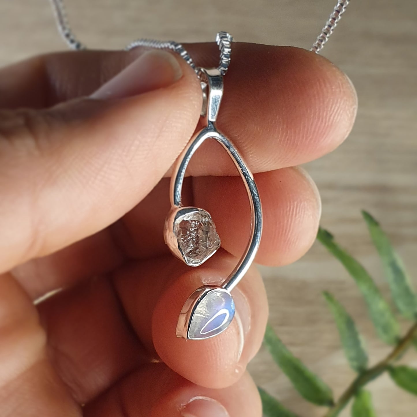 Herkimer Diamond, Moonstone Pendant (mx598)