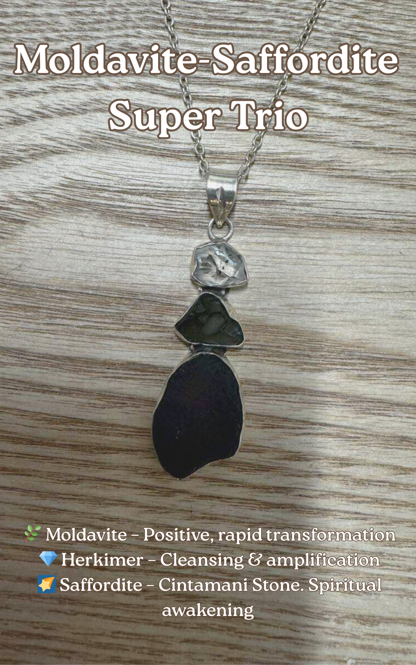 Moldavite-Saffordite Super Trio Pendant (MSHPendant)