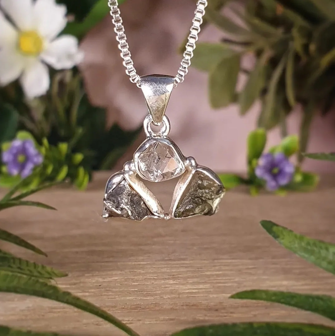 Super Trio Pendant - Moldavite - (mx803)