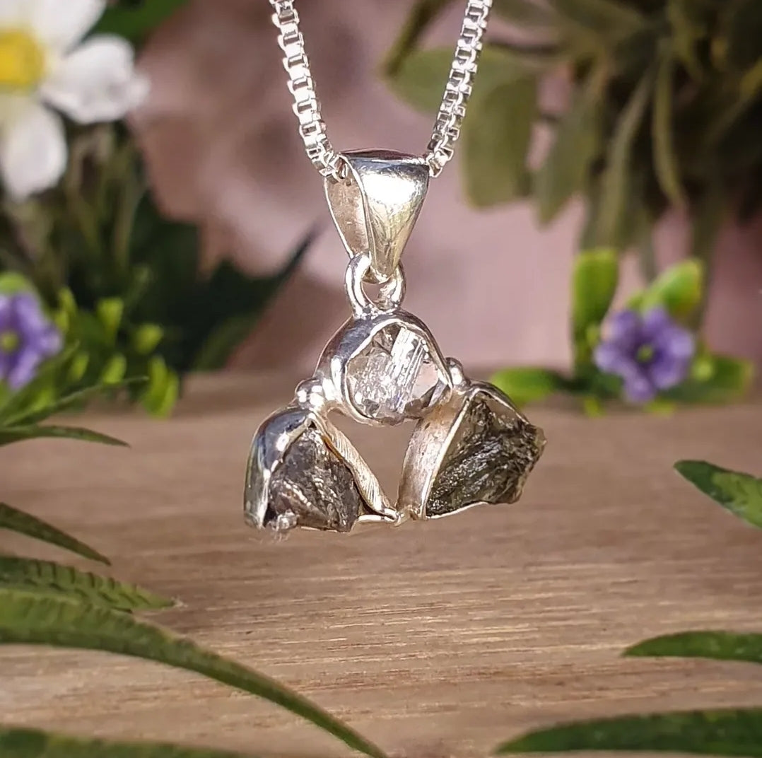 Super Trio Pendant - Moldavite - (mx803)