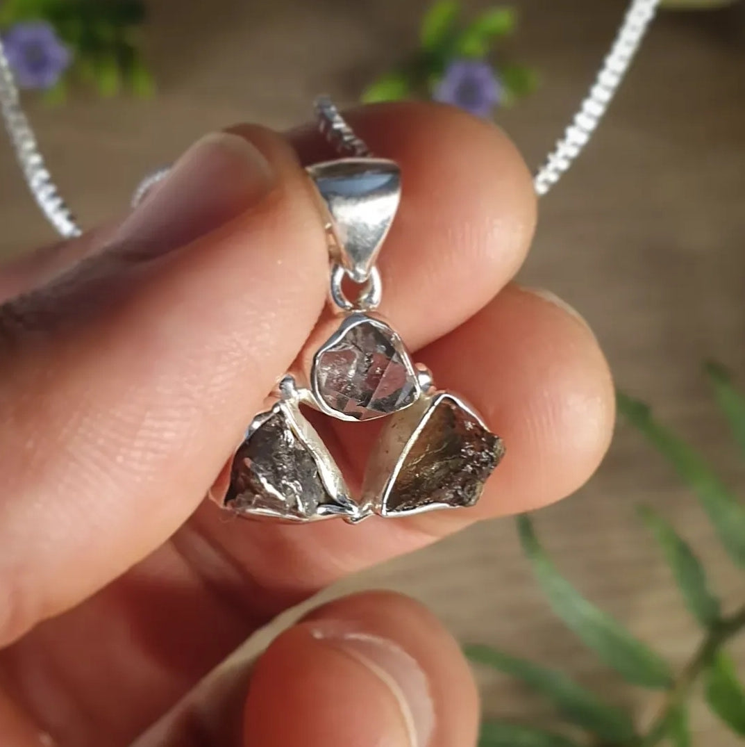 Super Trio Pendant - Moldavite - (mx803)