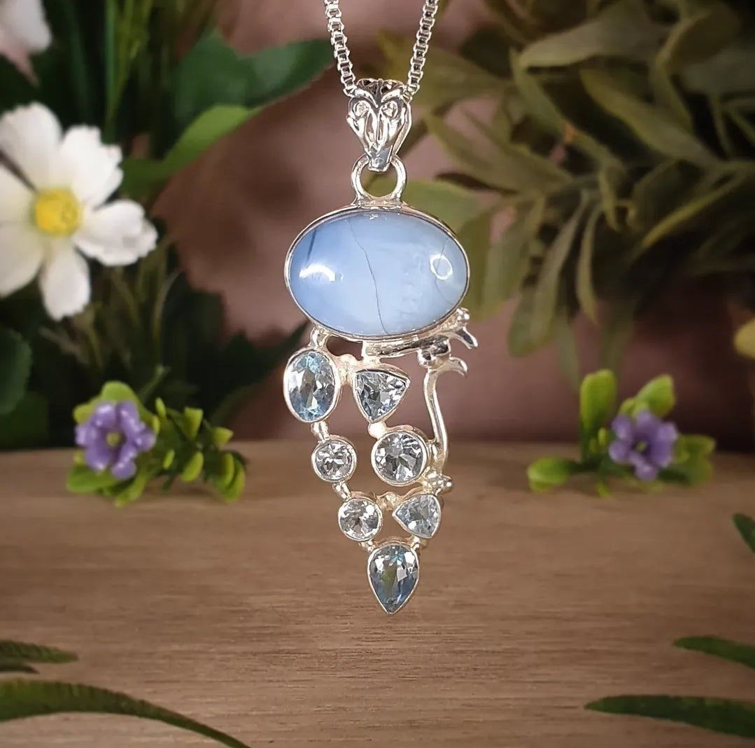 Owyhee Opal, Blue Topaz Pendant (mx811)