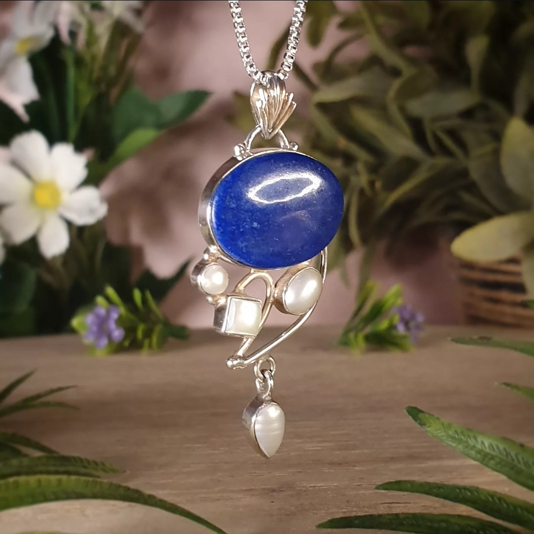 Lapis Lazuli, Pearl Pendant (mx815)