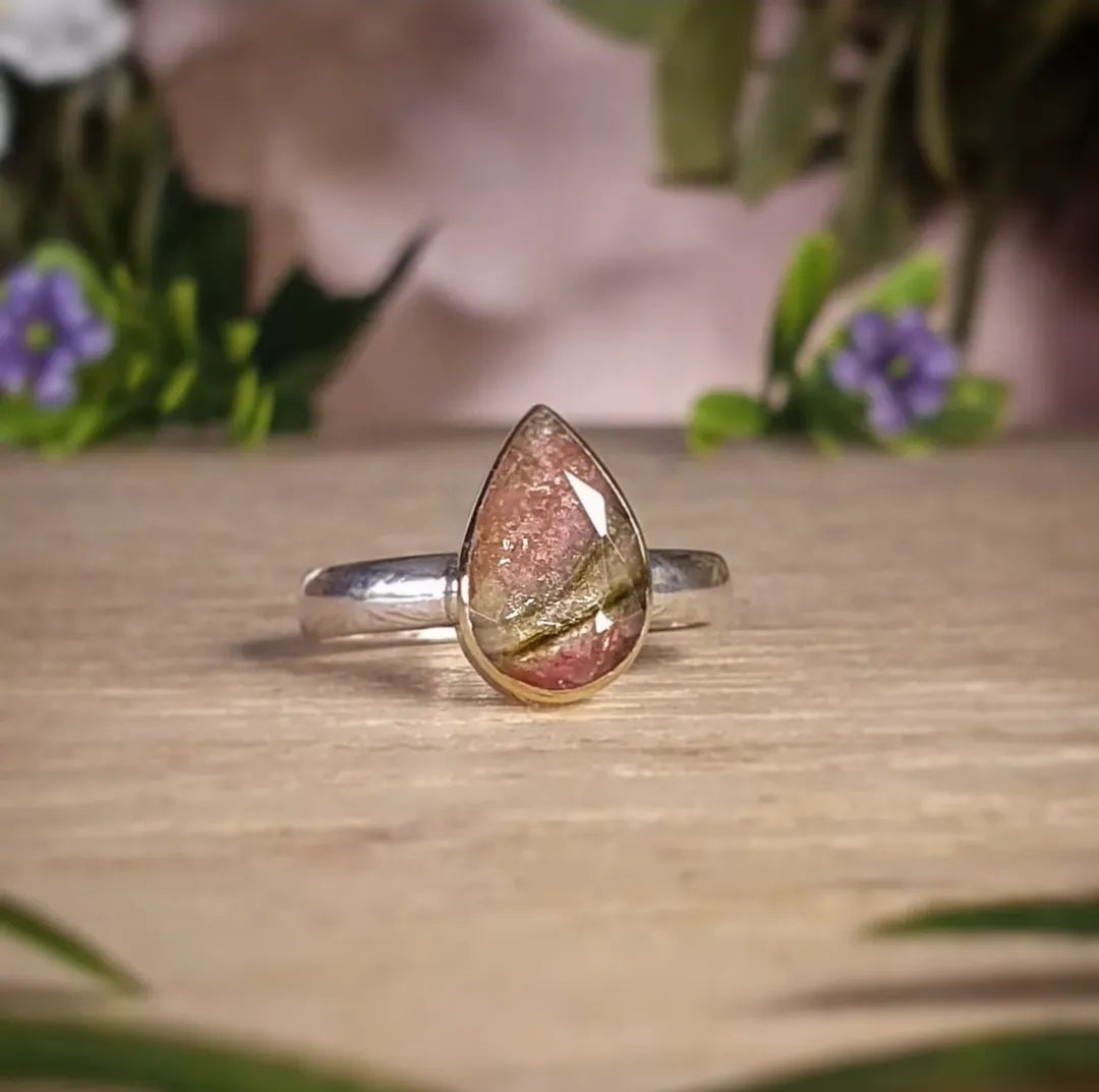 Watermelon Tourmaline Ring - Size 7.5 (mx820)
