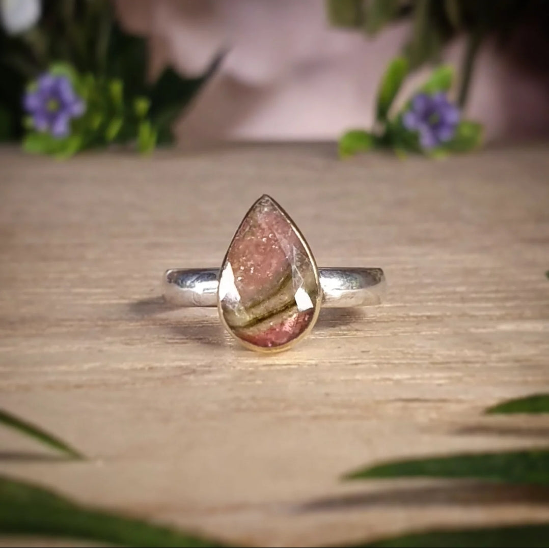 Watermelon Tourmaline Ring - Size 7.5 (mx820)