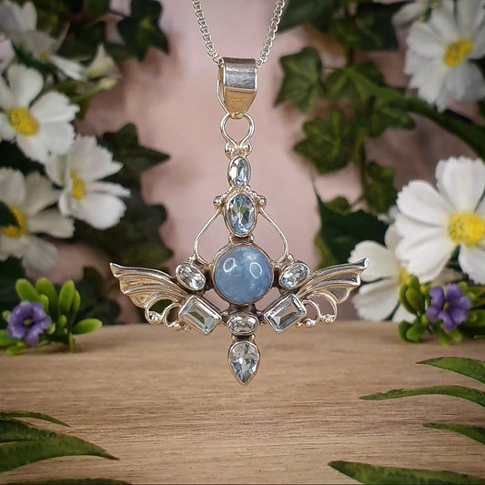 Aquamarine, Blue Topaz Pendant (mx881)