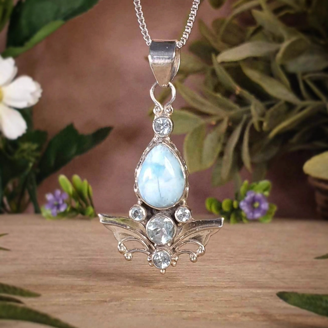 Larimar, Blue Topaz Pendant (mx872)