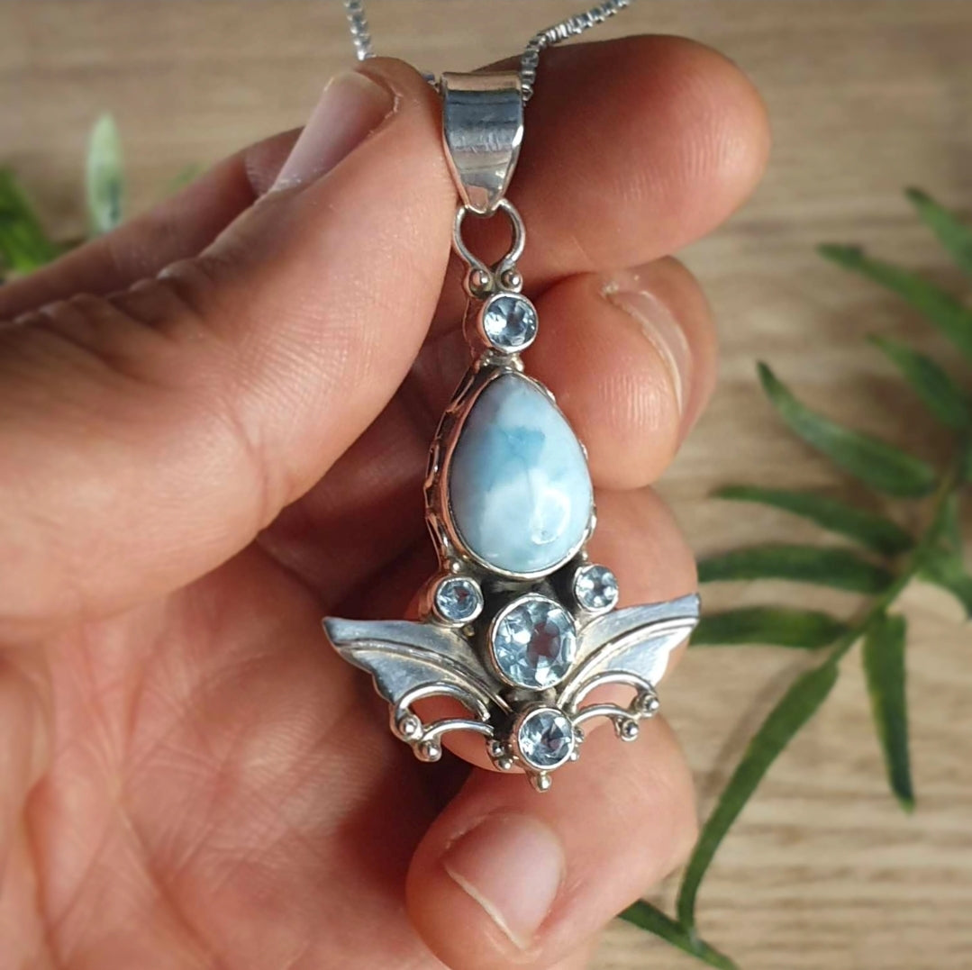 Larimar, Blue Topaz Pendant (mx872)