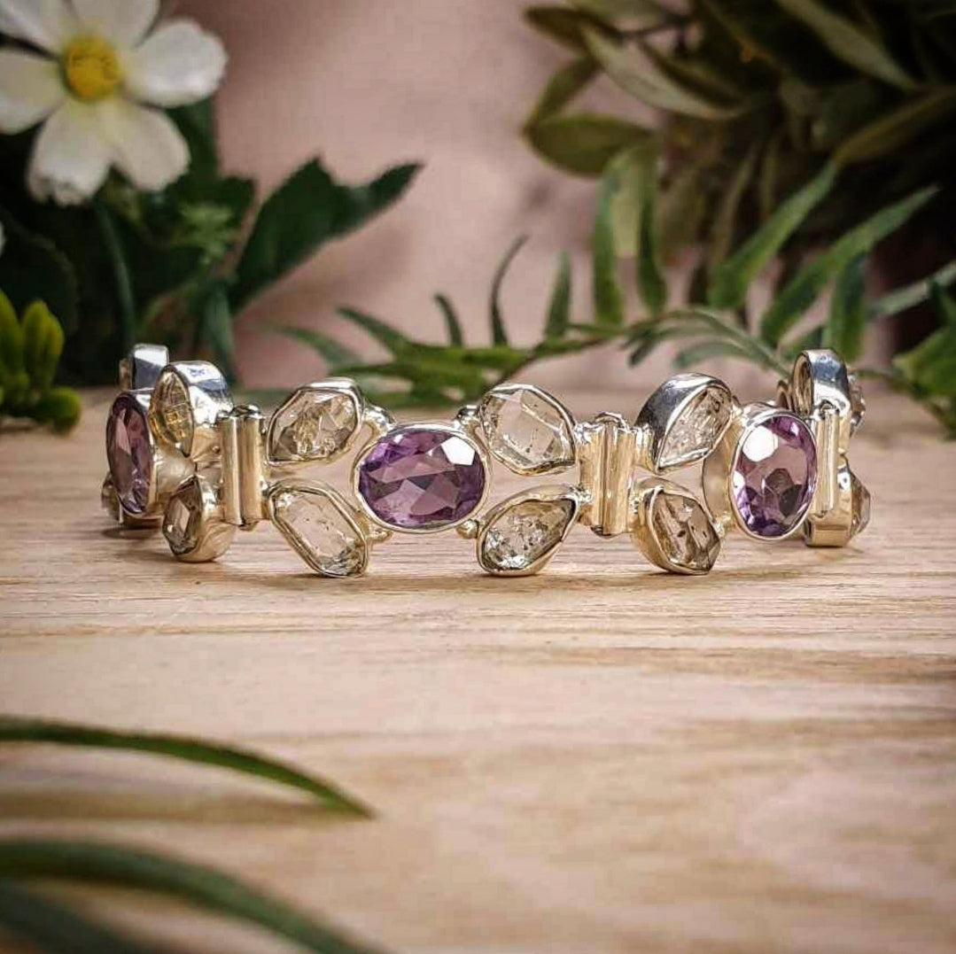 Amethyst, Herkimer Diamond Bracelet (mx867)