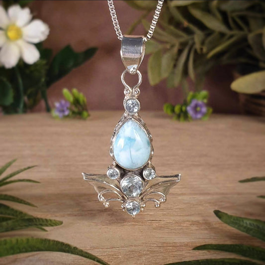 Larimar, Blue Topaz Pendant (mx872)