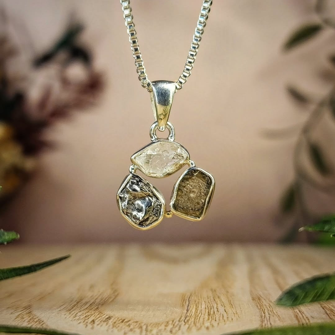 Super Trio Pendant - Moldavite