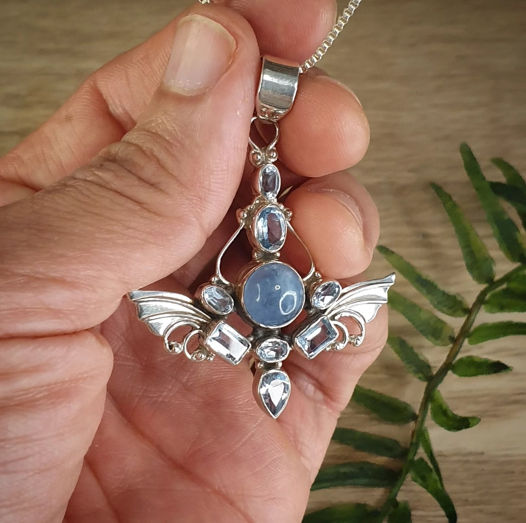 Aquamarine, Blue Topaz Pendant (mx881)