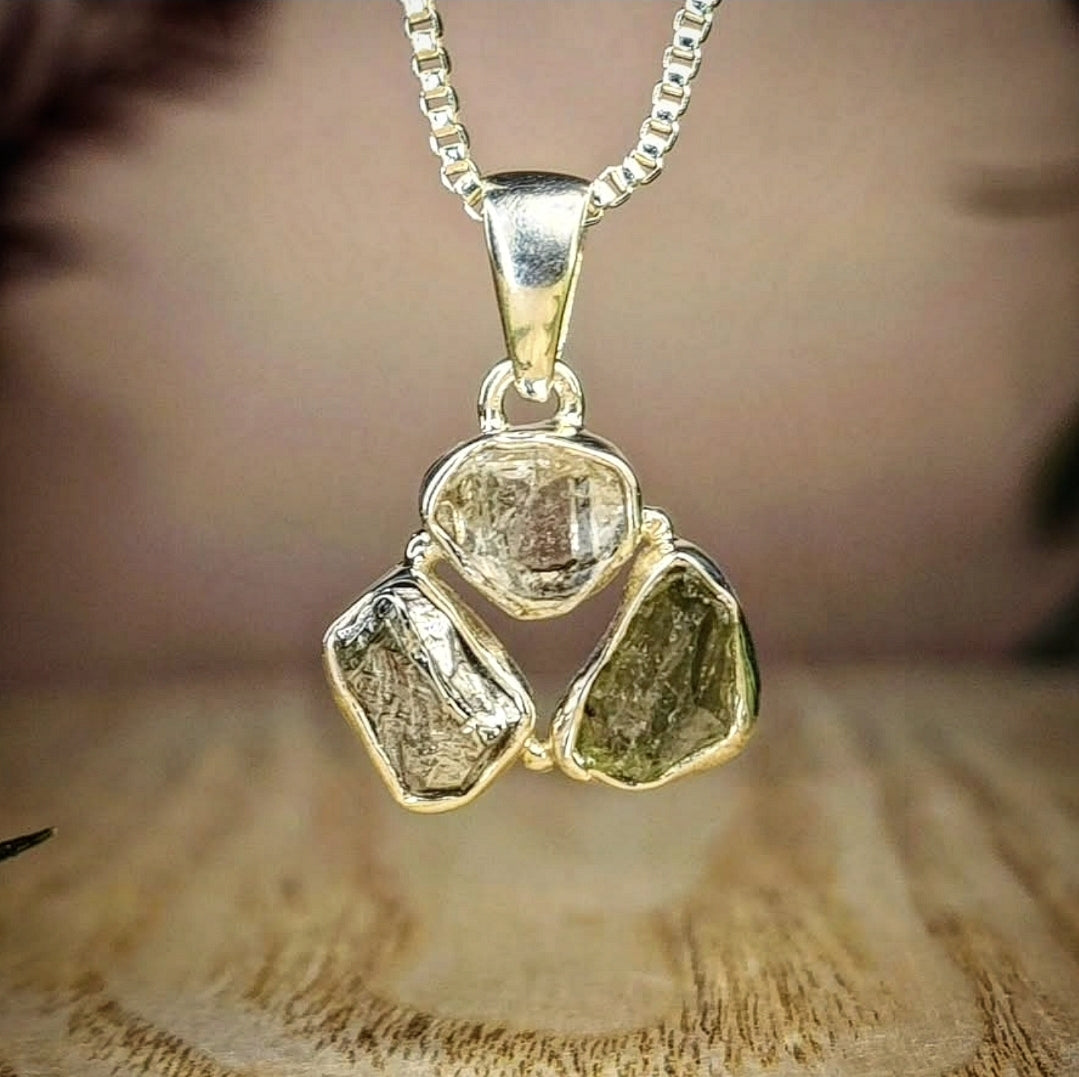 Super Trio Pendant - Moldavite
