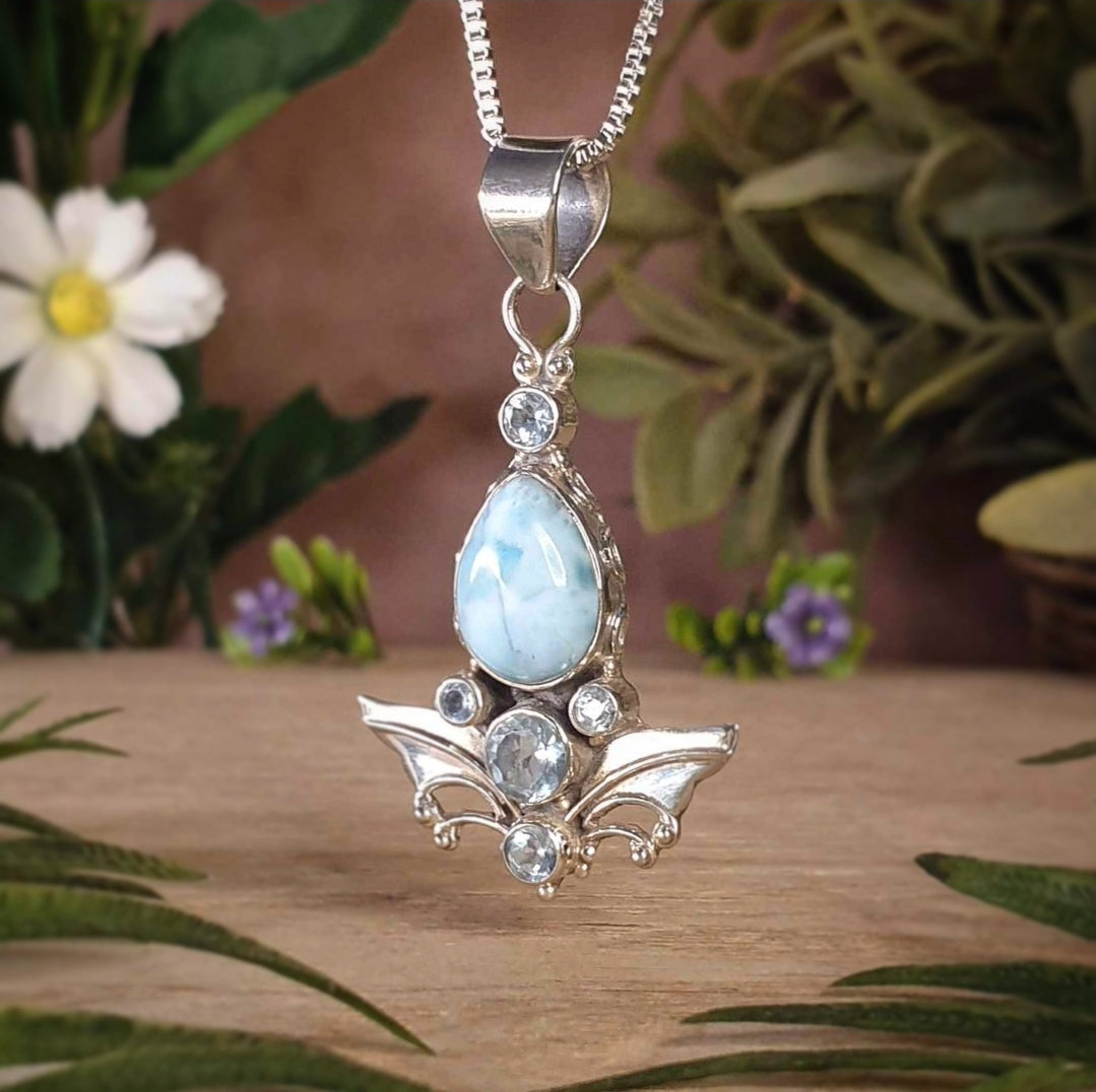 Larimar, Blue Topaz Pendant (mx872)
