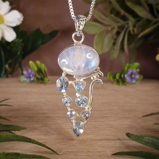 Moonstone, Blue Topaz Pendant (mx869)