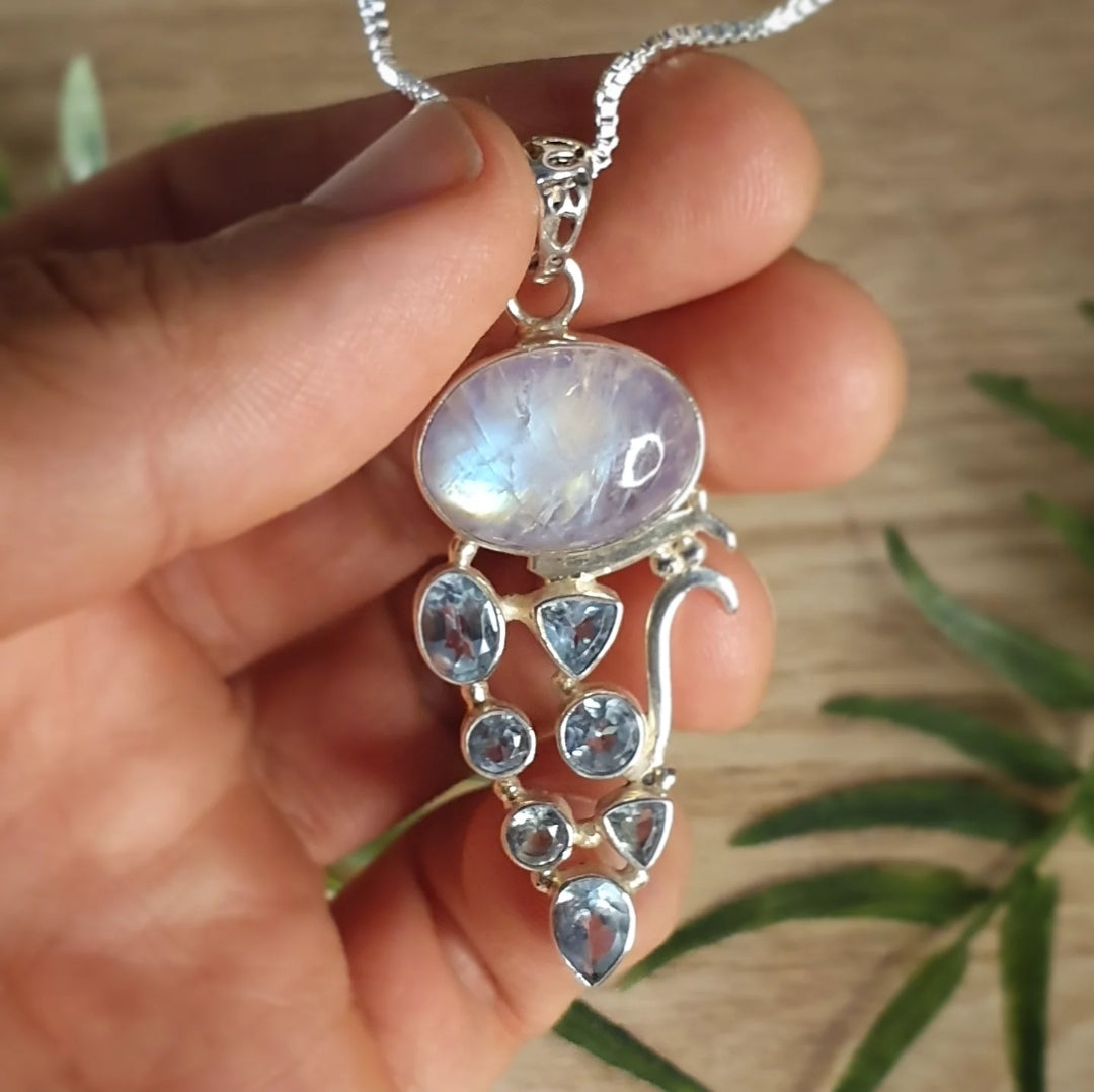 Moonstone, Blue Topaz Pendant (mx869)