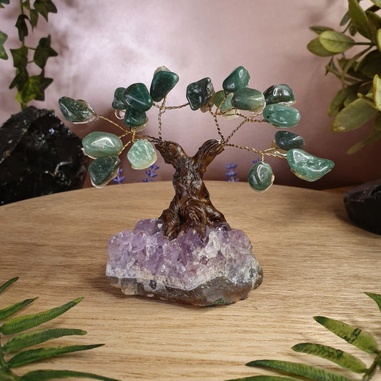 Green Aventurine on Amethyst Tree (tree21)