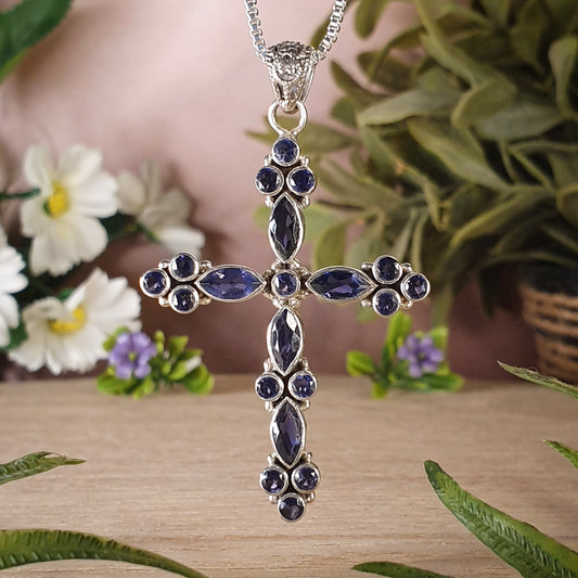 Iolite Cross Pendant (mx578)