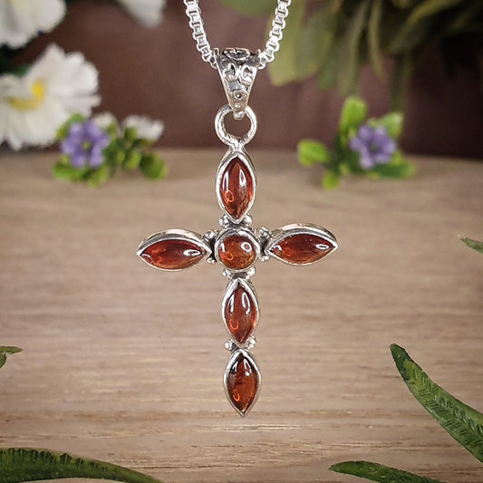 Garnet Cross Pendant (mx579)