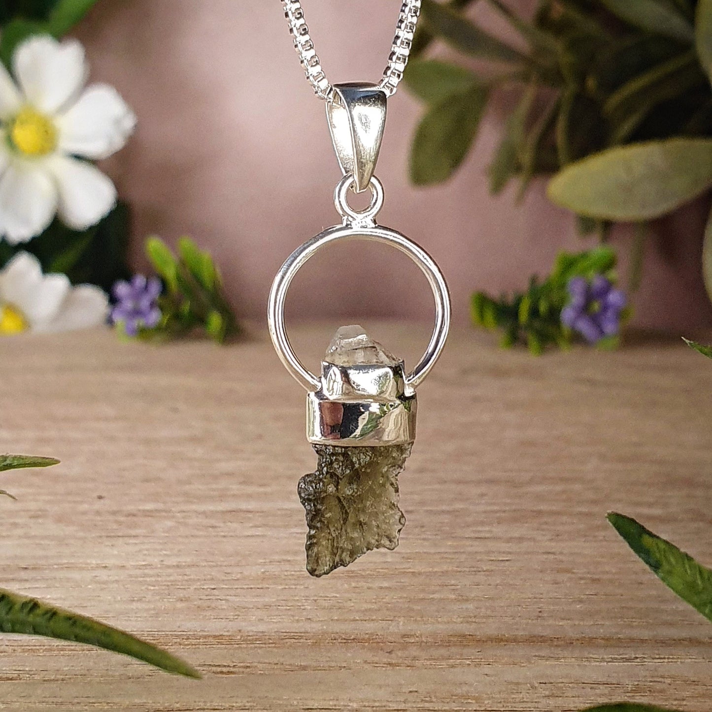 Moldavite, Herkimer Diamond Pendant (mx737)