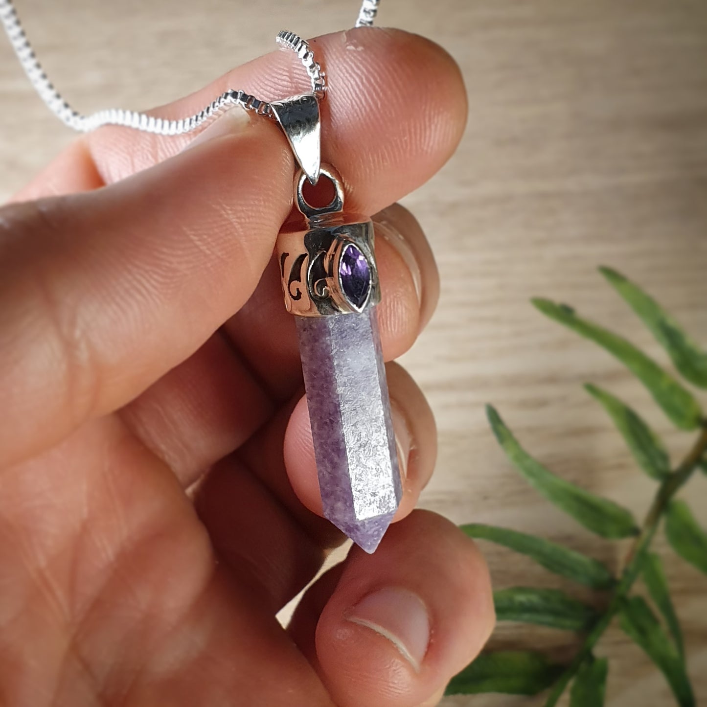 Lepidolite, Amethyst Pendant (mx823)