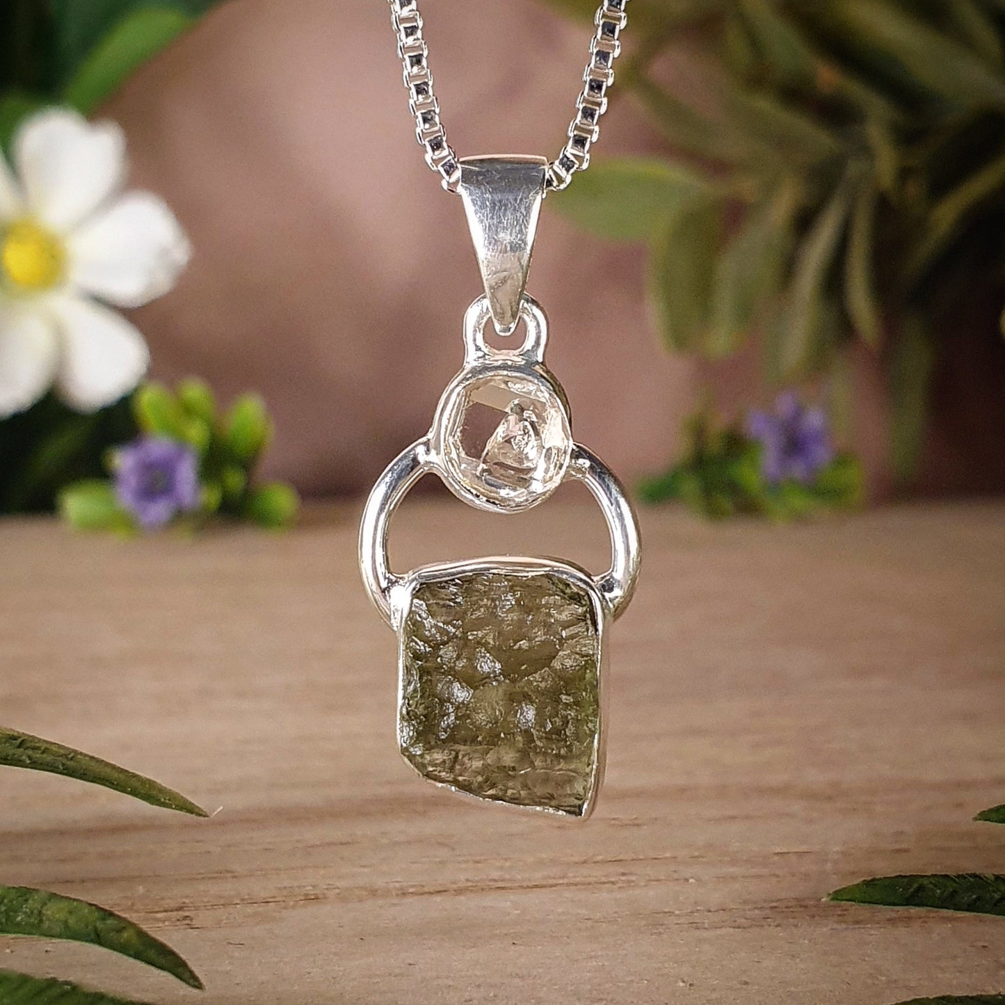 Moldavite, Herkimer Diamond - (mx773)