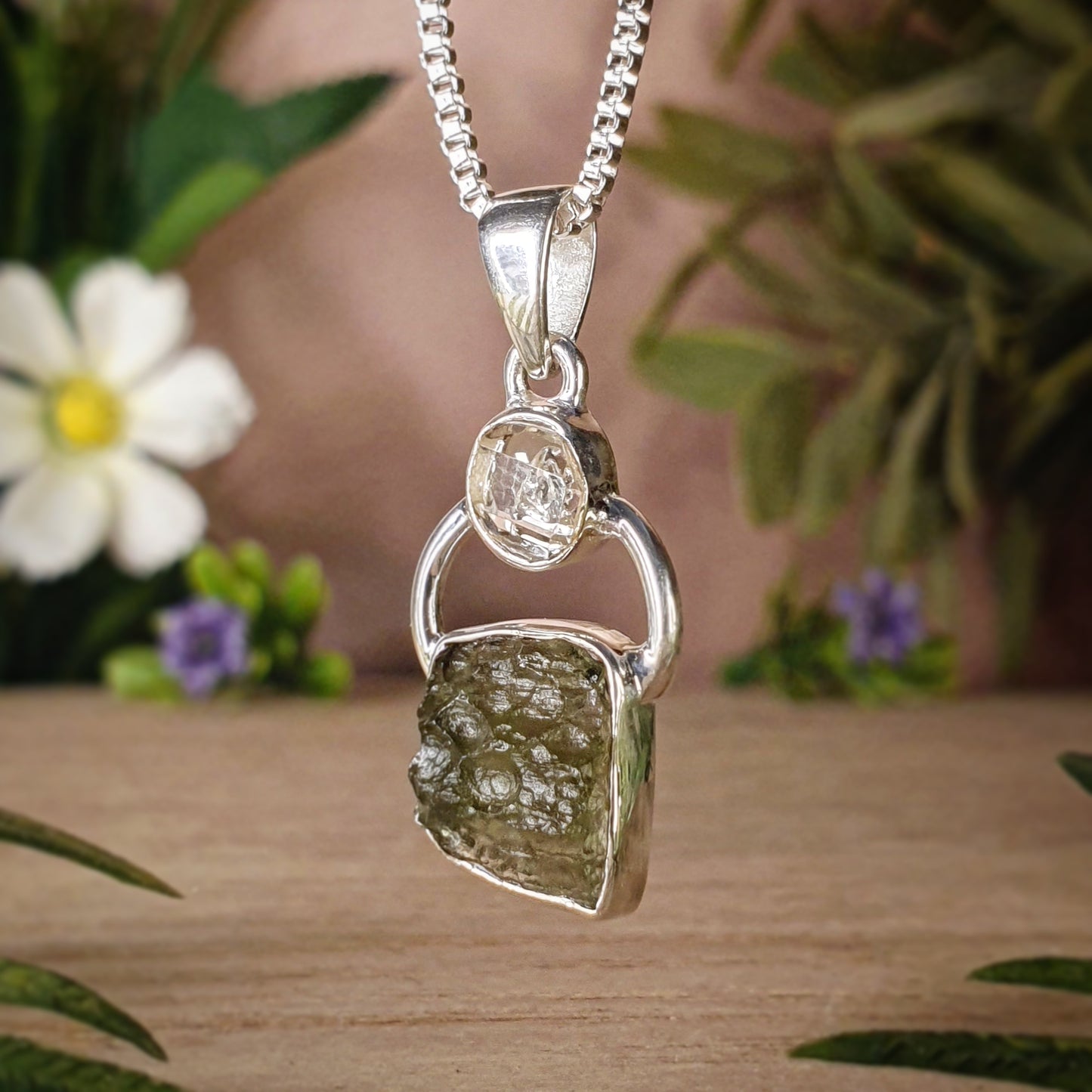 Moldavite, Herkimer Diamond - (mx773)