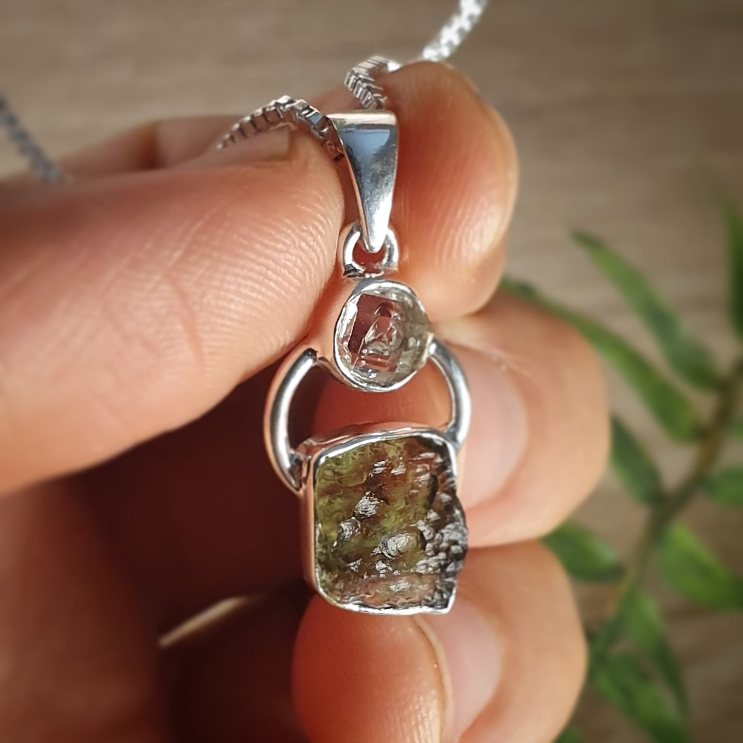 Moldavite, Herkimer Diamond - (mx773)