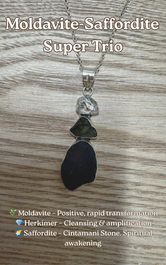 Moldavite-Saffordite Super Trio Pendant (MSHPendant)