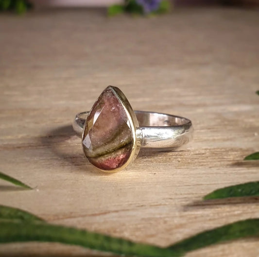 Watermelon Tourmaline Ring - Size 7.5 (mx820)