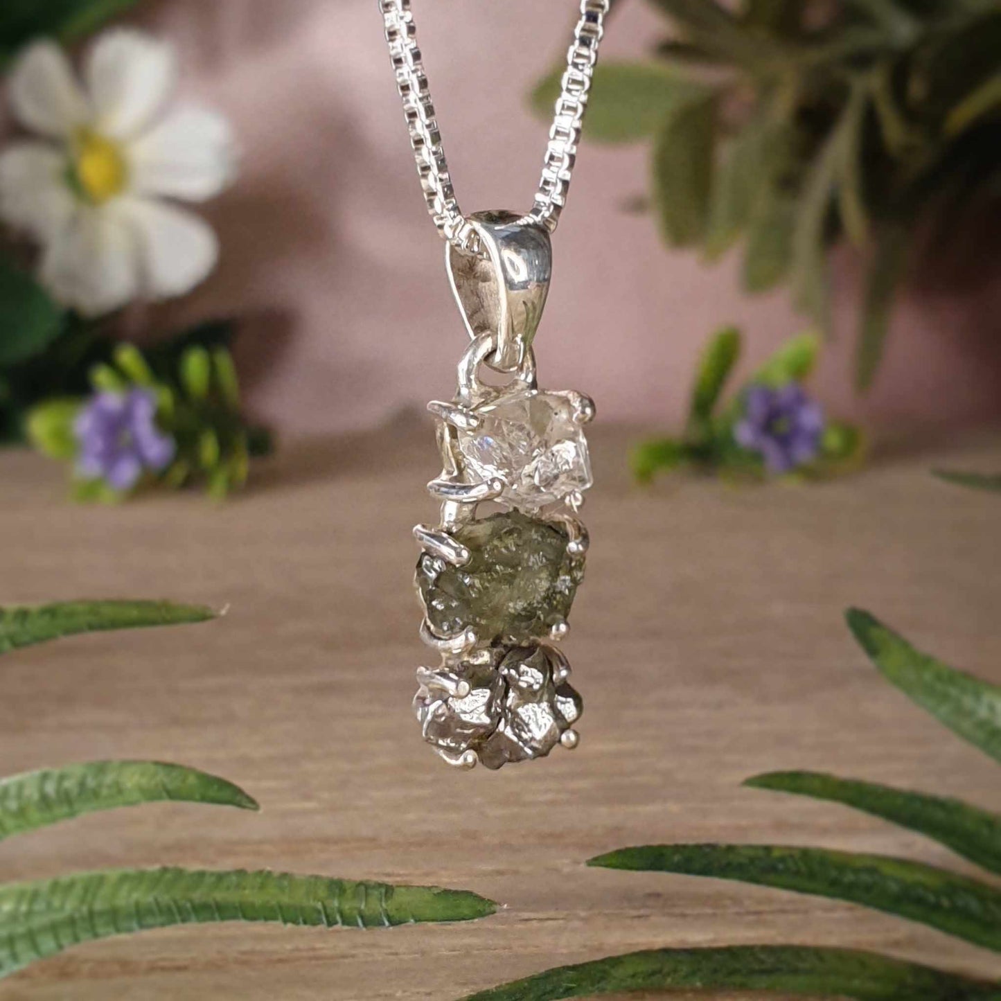 Super Trio Pendant - Moldavite - (mx796)