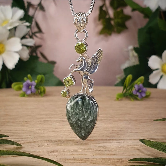 Seraphinite, Peridot Pendant (mx875)
