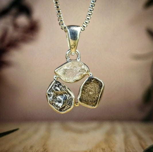 Super Trio Pendant - Moldavite