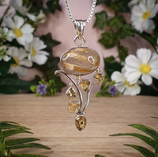 Golden Rutile, Citrine Pendant (mx877)