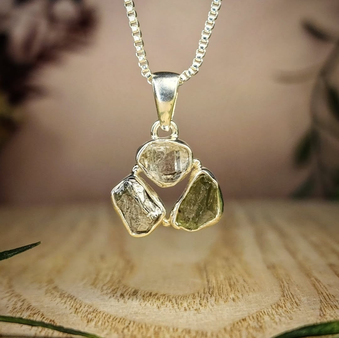 Super Trio Pendant - Moldavite