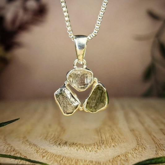 Super Trio Pendant - Moldavite