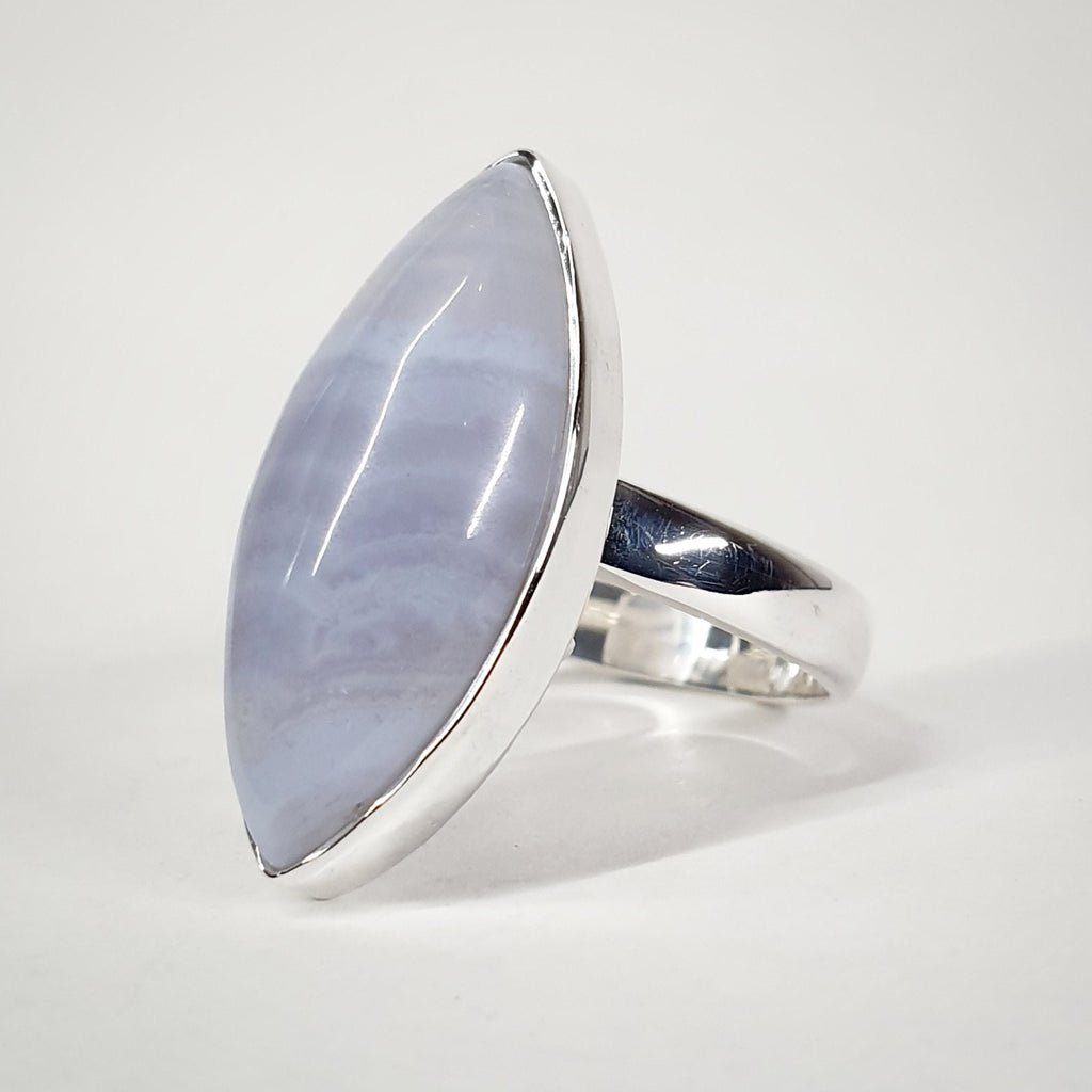 Blue Lace Agate Ring - Size 8 - Adjustable (SSR139)
