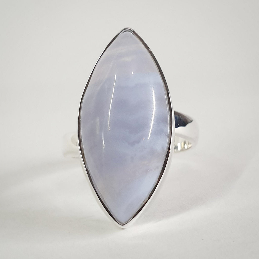 Blue Lace Agate Ring - Size 8 - Adjustable (SSR139)
