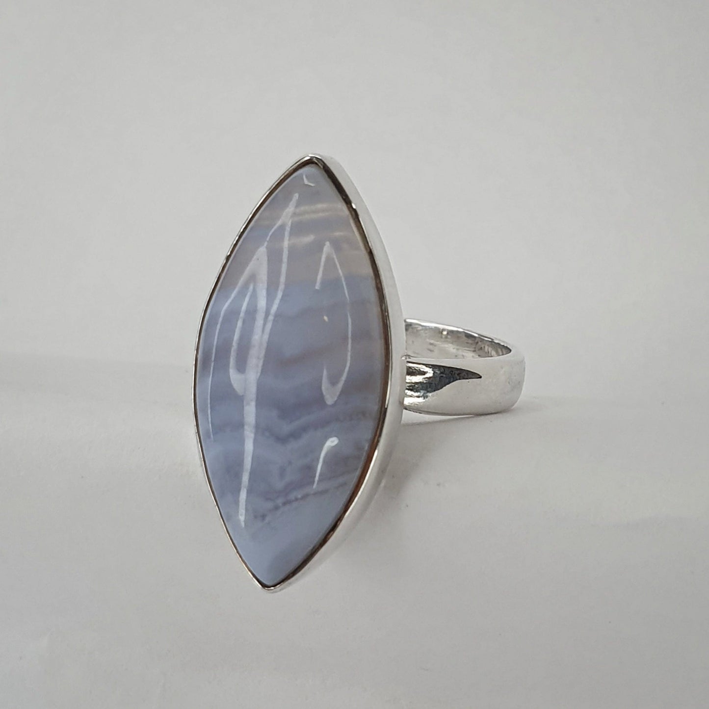 Blue Lace Agate Ring - Size 9 / S - ON SALE