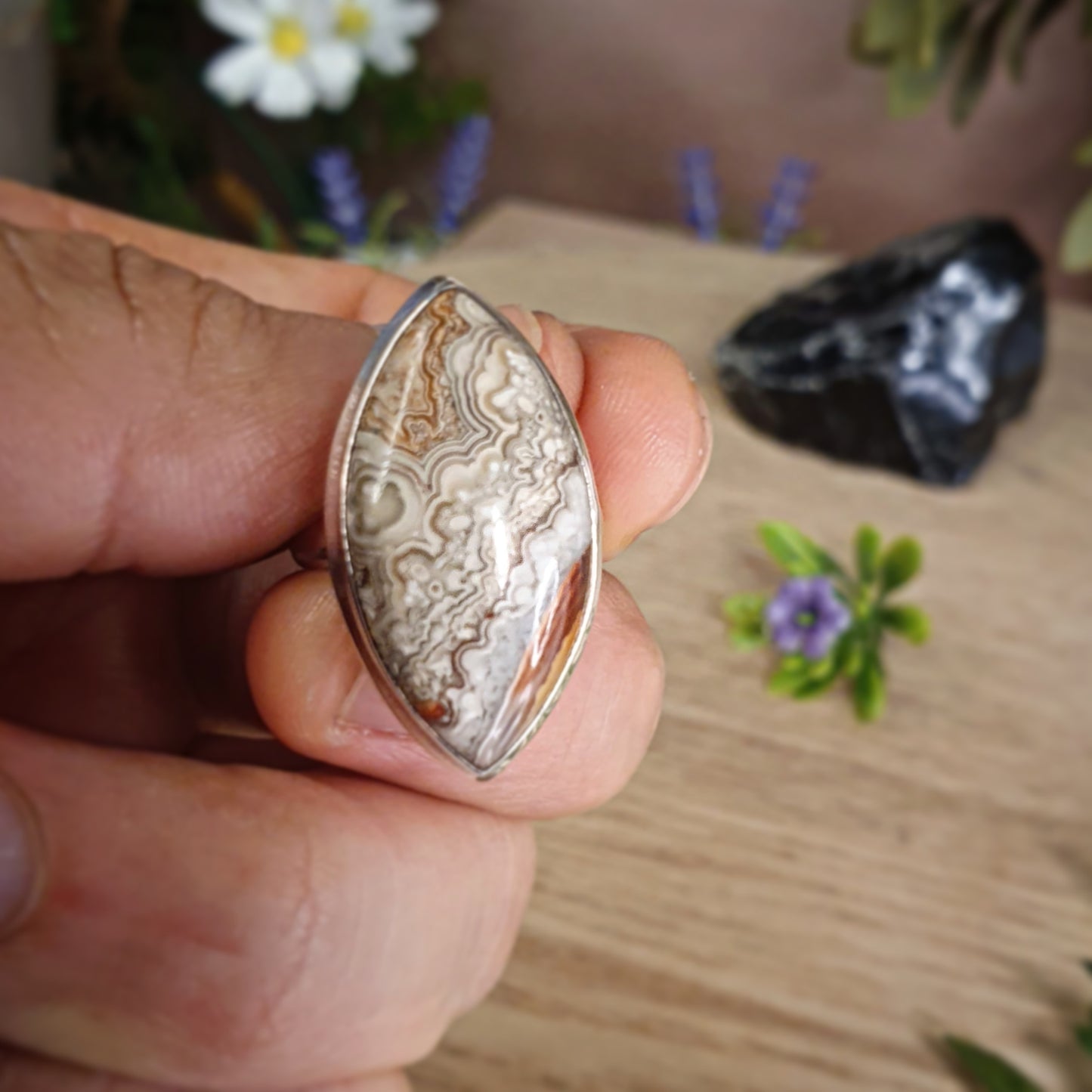 Lace Agate Ring - Size 7 - ON SALE